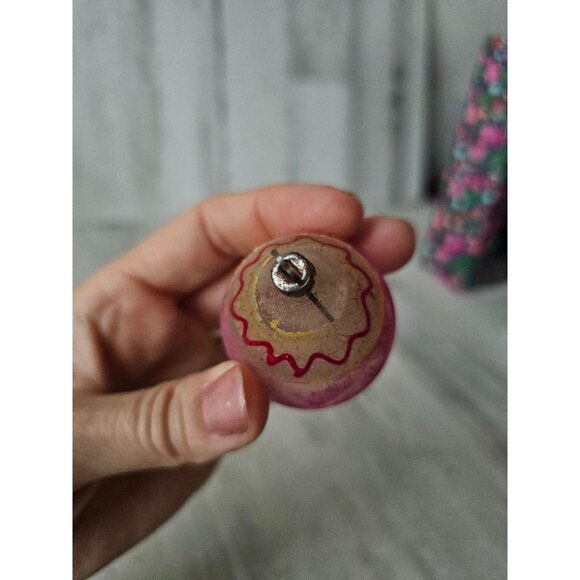 Antique pink swiggle glass ornament Xmas tree - Picture 11 of 12